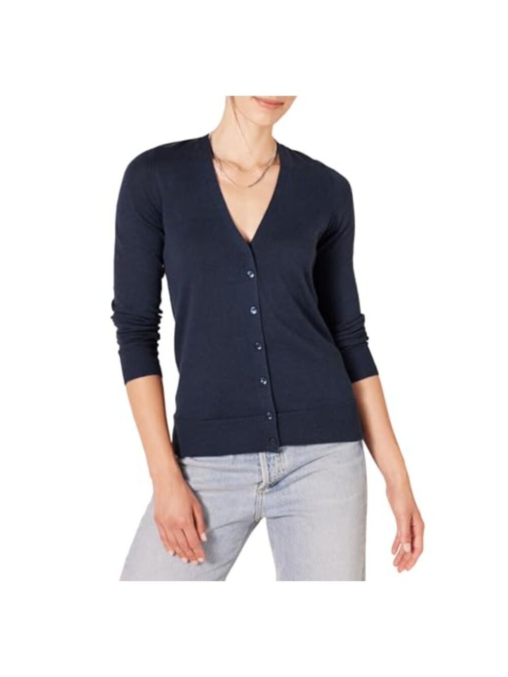 Women's Cotton Blend Lightweight V-Neck Cardigan Button Front Classic Fit